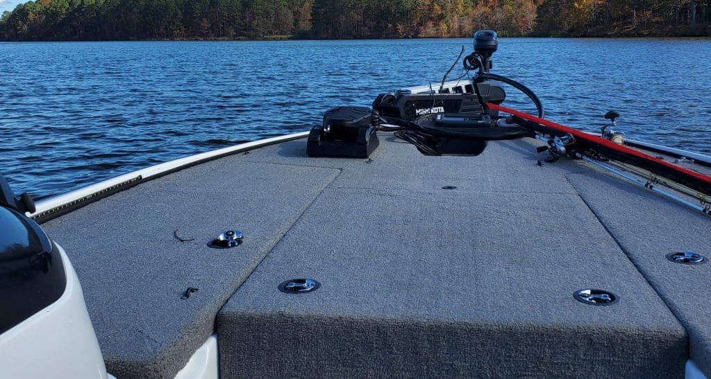 bass boat on a lake